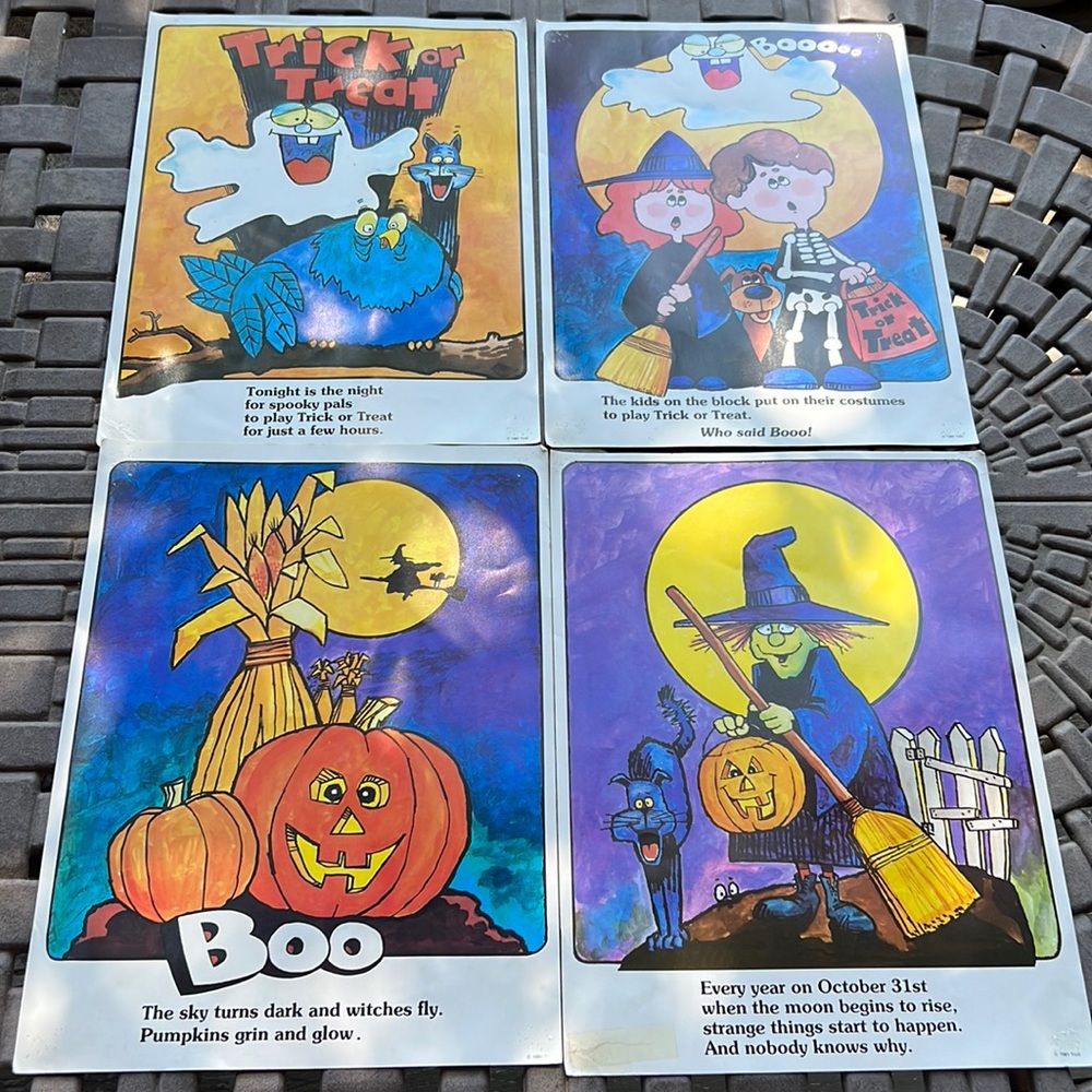 Vintage 1981 Halloween paper decorations for bulletin boards